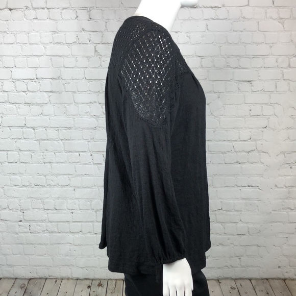 Style & Co Deep Black Crochet Trim Top Plus Sz 3X - Picture 4 of 6